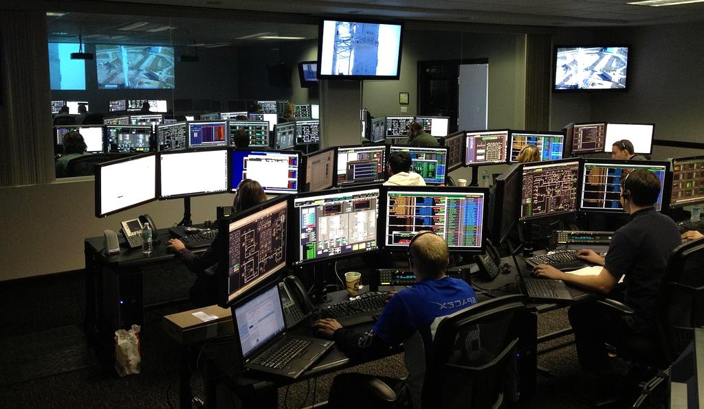 Enterprise server room with blinking status lights