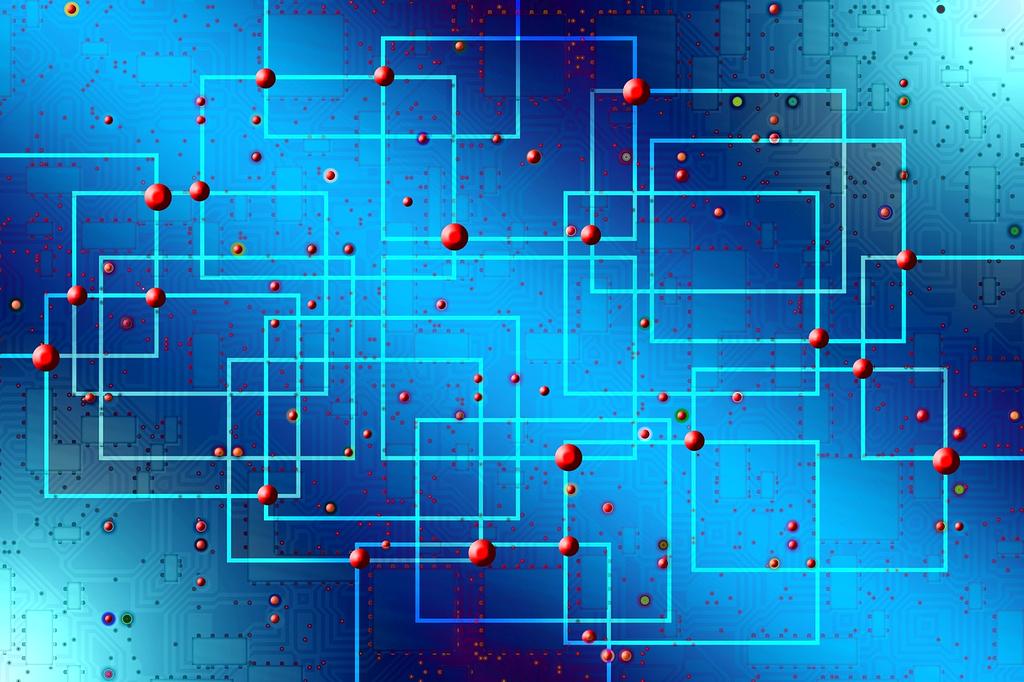 Data center with modern servers and visualization